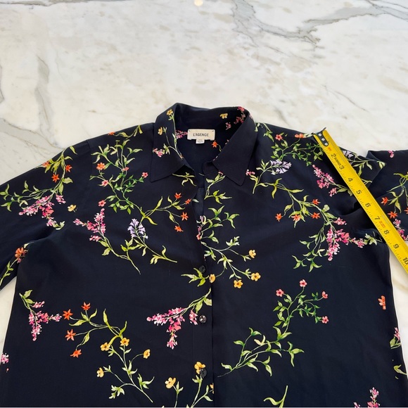 L’AGENCE BLACK FLORAL SILK SHIRT SIZE MEDIUM NWOTS! - Picture 9 of 12